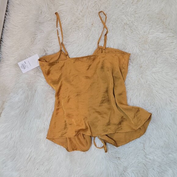 🦋Women's Nine West Mustard yellow Ruched Drawstring Front Tank🦋 - Picture 6 of 8